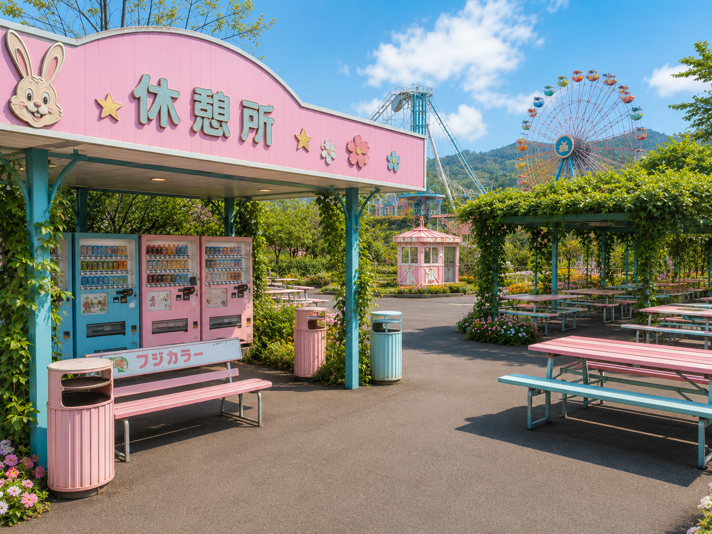 休憩所と自動販売機